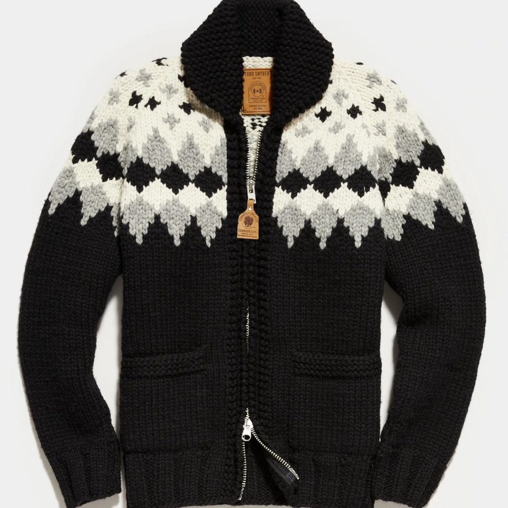 Todd Snyder +  The Canadian Sweater Company Cardigan Sweater in Black Large
